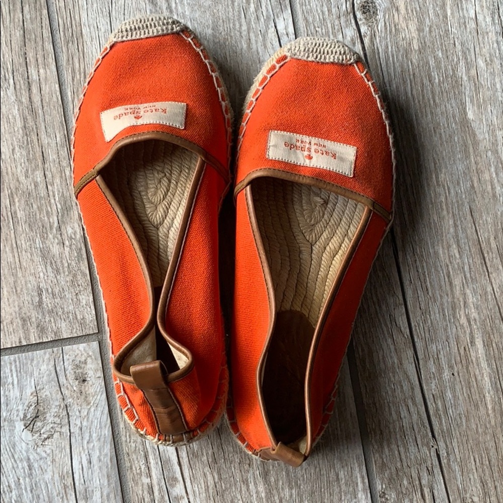 Kate Spade orange canvas and leather espadrilles